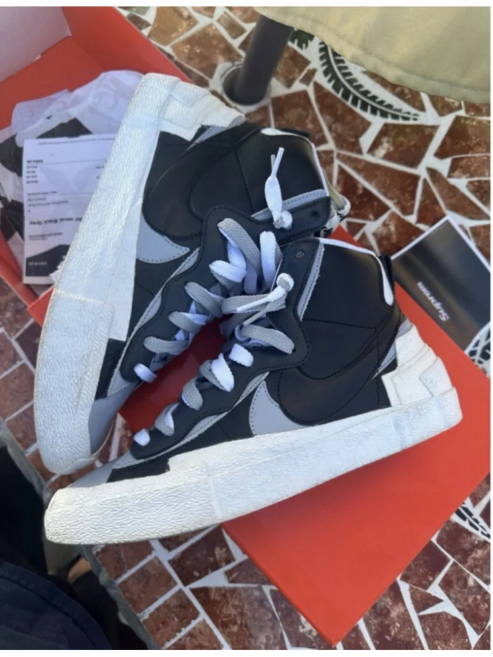 Men's Nike Blazer Mid Sacai Black Grey Size 8 Sneakers